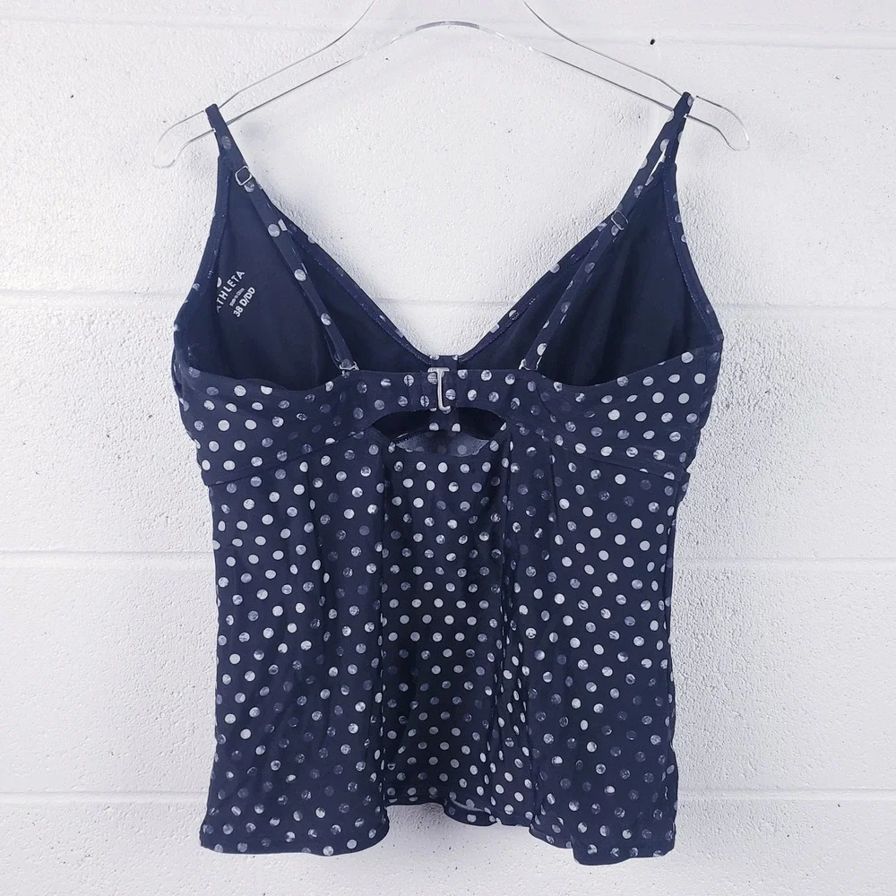 Athleta‎ Tankini Swimsuit Black Polka Dot Side Tie Bikini Bottom 2pc Set Medium